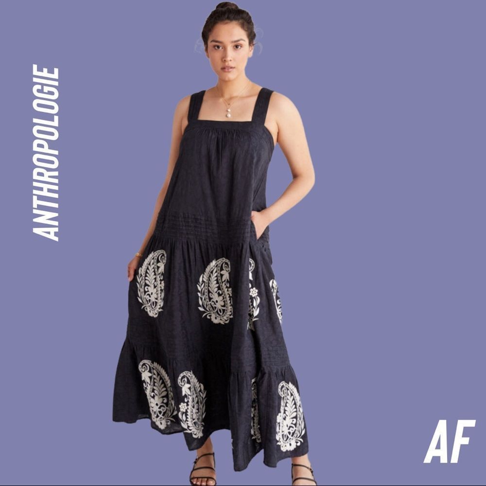ANTHROPOLOGIE FELICITY MAXI DRESS NEW SIZE SMALL BLACK